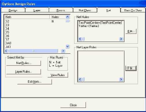   Net  Options/Design Rules